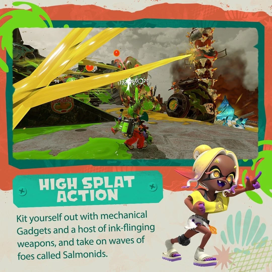 Splatoon Raiders Salmonid combat scene from official launch material