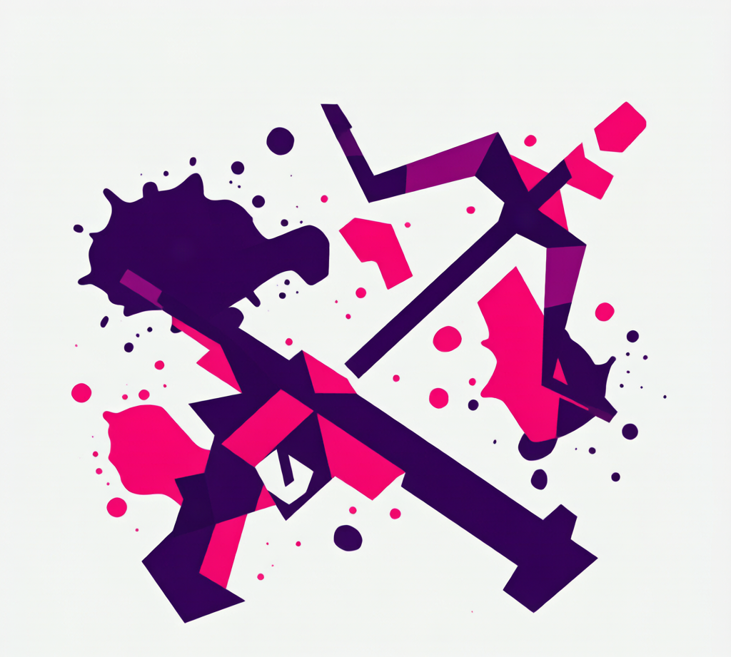 Original illustration: stylized ink weapon silhouettes, matching the Splatoon Raiders weapon tier list